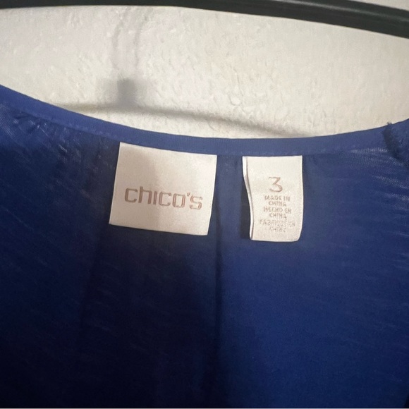 Chicos Scoop Neck With Roll Tab Raglan Sleeve and Pin-tucks Embroidery Blouse. - Picture 4 of 5